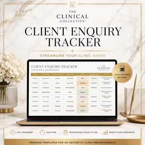 Peut inclure: Un modèle numérique de suivi des demandes clients affiché sur un écran d'ordinateur portable. Le tableau comprend des colonnes pour la date, le nom du client, la méthode de contact, le type de demande, le statut, la date de suivi et les notes.