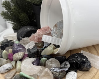 Kit de extracción de cristales lunares - Cubo para excavar gemas de piedra lunar - Set de cristales lunares - Regalo espiritual - Dama del musgo