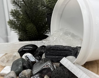 Kit de protección para la extracción de cristales - Cubo para excavar gemas de obsidiana - Set de conexión a tierra - Regalo espiritual - Dama del musgo