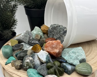 Kit de extracción de cristales de la buena suerte - Cubo para excavar gemas de la suerte - Set de cristales de la prosperidad - Regalo de abundancia - Regalo espiritual - Dama del musgo