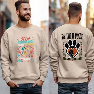 Adopt Dont Shop Sweat, Stop Scrolling Start Caring Sweat, Animal Rescue Sweat, Pet Adoption Advocate Gift, Shelter Volunteer Graphic Sweat