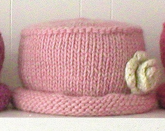 Knitting Pattern - Pillbox with Roll Brim, knit felted bucket hat ladies' / women's, and girls' PDF pattern