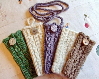 Knitting Pattern - The "I's" Have It! Cabled Cell Phone/Eyeglass Cover, PDF pattern, in English Only