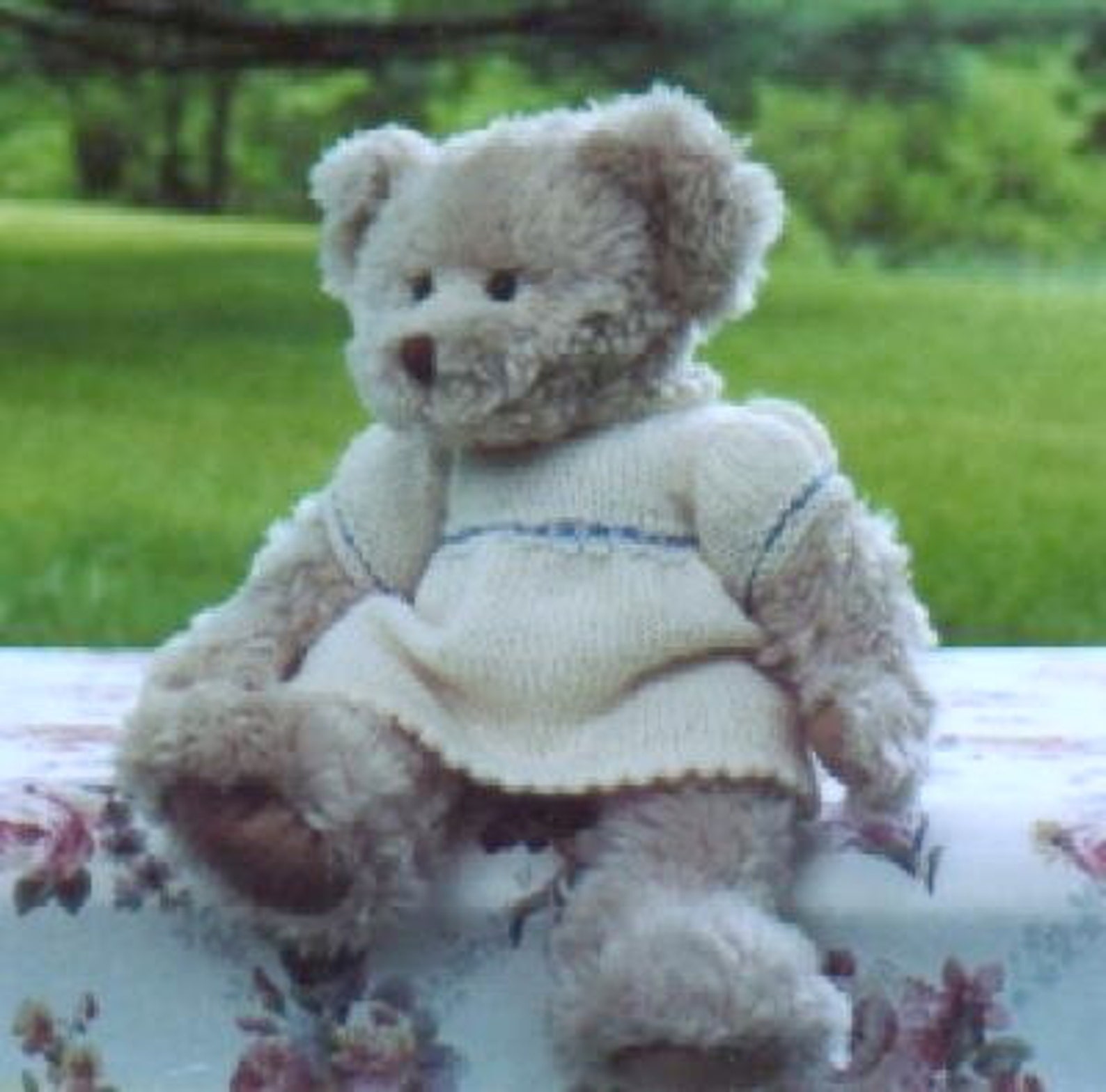 Knitting Pattern Teddy Bear Dress With Shawl, Teddy Bear Dress With