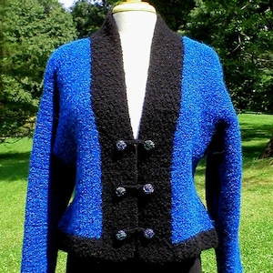 Knitting Pattern – Alpaca Boucle Kimono Jacket & Purse, knit fulled fitted kimono style jacket, PDF pattern, in English Only
