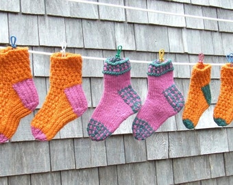 Knitting Pattern – Partridge & Twisted Rib Socks, children's boy's girl's kids' thick wool fast knit, PDF pattern, in English Only