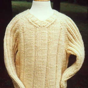 Knitting Pattern – High V-Neck Raglan for Kids, knit children&#39;s boy&#39;s girl&#39;s worsted and bulky raglan pullover, PDF pattern, in English Only