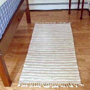 Handwoven &quot;Curtain Call&quot; Cotton/Poly Rag Rug, 29&quot; x 59&quot;, recycled fabrics, farmhouse country accent bedroom nursery rug, free shipping!