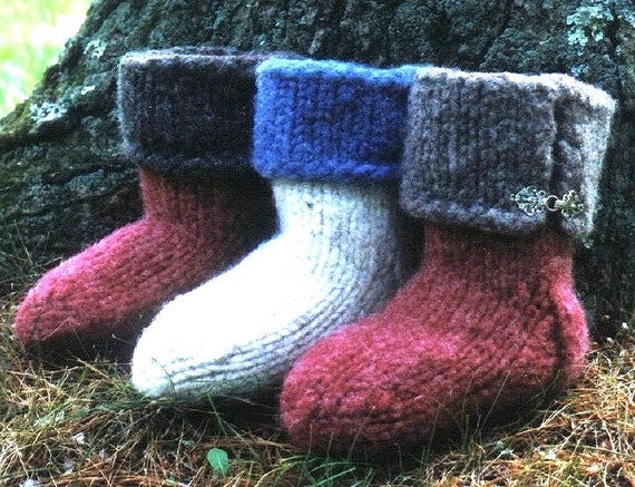 Knitting Pattern – Toasty Toes Felted Slippers, super bulky knit felted  fulled children men women booties, PDF pattern, in English Only