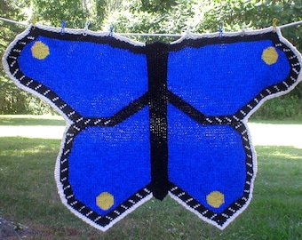 Knitting Pattern - Butterfly Baby Blanket, knit butterfly baby blanket / afghan / throw PDF pattern