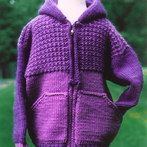 Knitting Pattern – Sweatshirt Jacket for Kids, knit zippered hoodie jacket, PDF pattern, in English Only