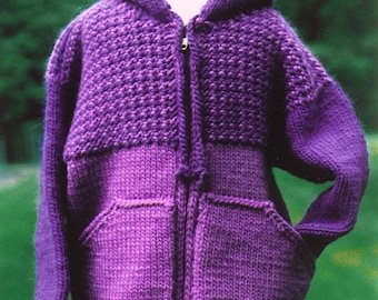 Knitting Pattern – Sweatshirt Jacket for Kids, knit hoodie hooded sweatshirt zippered jacket PDF pattern