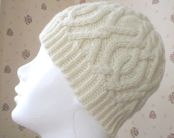 Knitting Pattern - Interlocking Cable Hat, knit women's aran cable hat/cloche/cap pattern, PDF pattern