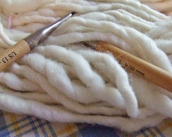 Handspun Falkland Singles Yarn, The Limit!, Mega Bulky PLUS Weight, 3.5 oz/100 gms, un-dyed, knit, crochet, weave, felt, dye