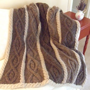 Knitting Pattern – Country Nights Afghan, knit aran cable afghan throw blanket, super bulky, PDF pattern, in English Only