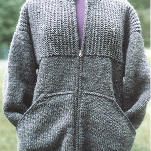 Knitting Pattern – Sweatshirt Jacket for Women, knit zippered jacket/cardigan with pockets, PDF pattern, in English Only