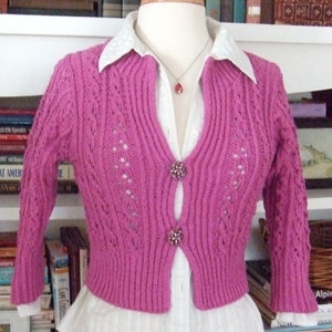 Hand Knit Gabriella cardigan, fitted women&#39;s ladies buttoned lace sweater, free shipping