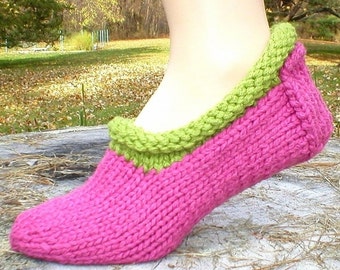 Knitting Pattern-Shortie Slippers & Faeroe Slipper Socks, knit slipper pattern, knit women's slipper pattern, PDF pattern