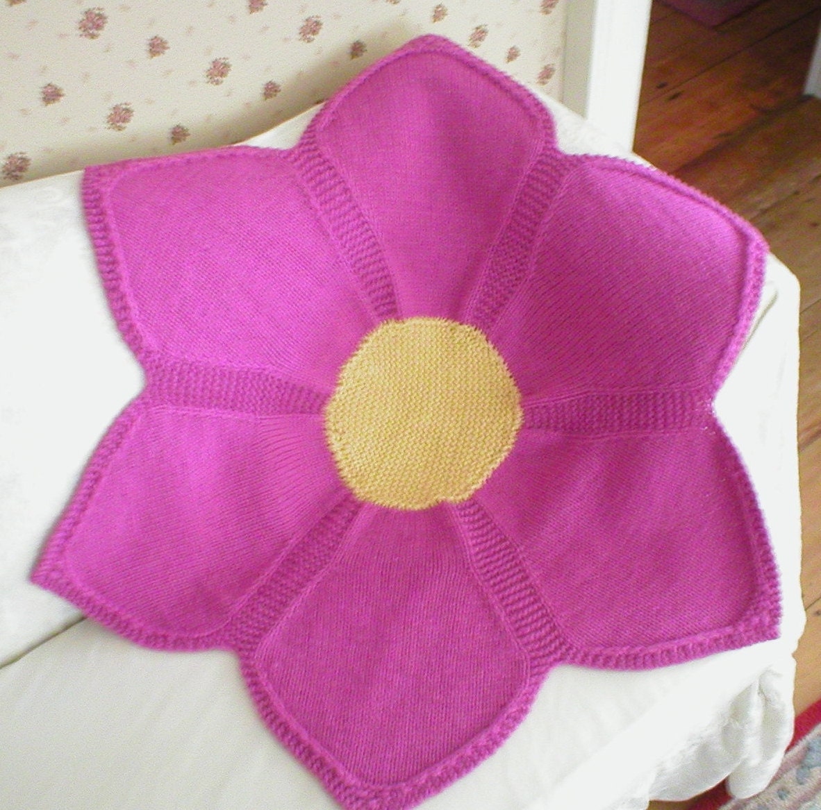 Knitting Pattern Flower Baby Blanket Knit Pink Baby Blanket Etsy