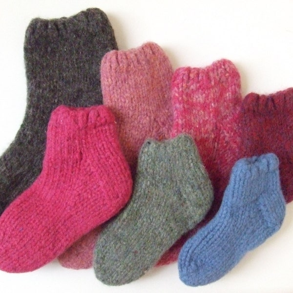 Knitting Pattern - Fulled Family Booties, knit fulled felted children's, women's, and men's slipper sock PDF pattern, in English Only