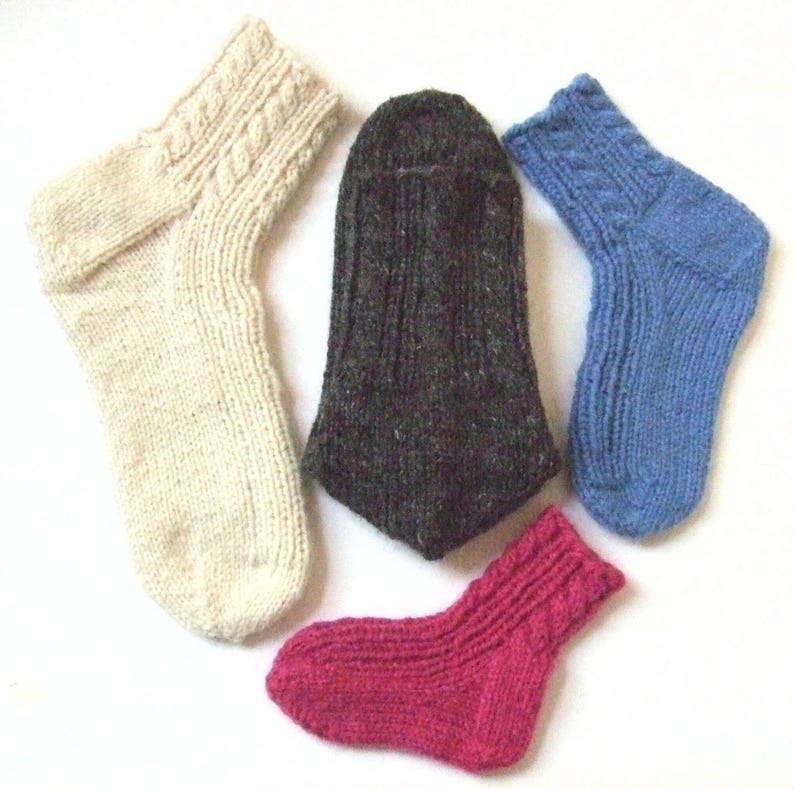 Knitting Pattern Cabled Family Socks, cabled aran ribbed family children's kids' women's men's knit socks PDF pattern, in English Only image 1