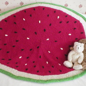 Knitting Pattern Watermelon Baby Blanket, knit watermelon slice fruit baby blanket afghan throw, PDF pattern, in English Only image 1