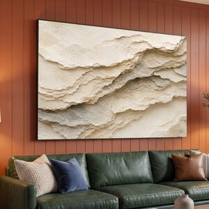 Natural Stone Layers Canvas Wall Art, Abstract Beige Decor, Earth Tone Canvas, Organic Pattern Wall Hanging, Home Interior Design