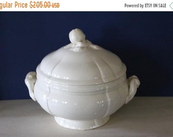 French Vintage Flore Floral Tureen Vintage Tureen Antique Soup Bowl Blue Soup Server Soup Dish Vintage Sarreguemines Soup Tureen