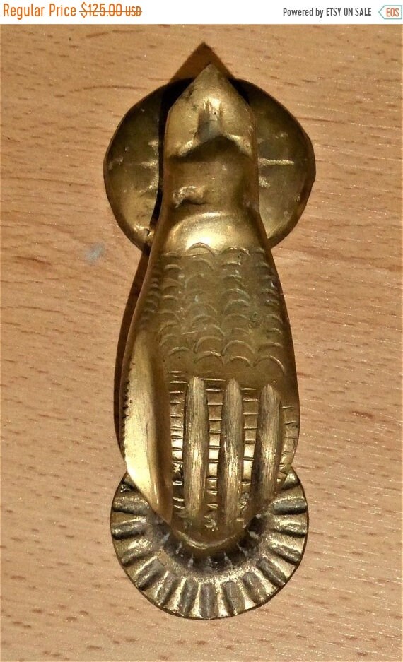 On Antique French Hand Door Knocker Bronze Image 0