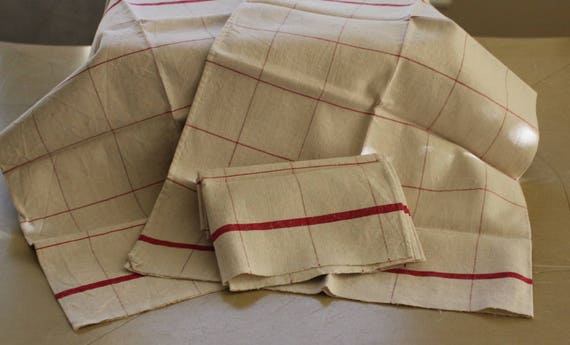 COPPIA Vintage Non Usato Lino Francese torchons Tea asciugamani