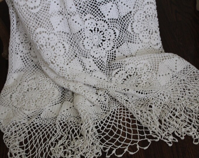 French Vintage Crochet Bed Coverlet French Crochet Bedspread Etsy