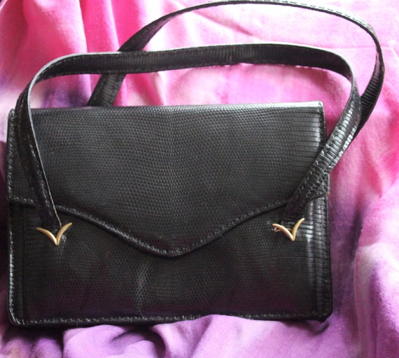Vintage French purse, French vintage lizard handba