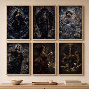 Greek Mythology Wall Art Set, Nyx and Fate Goddess Prints
