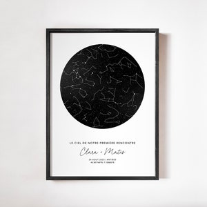 Carte des Étoiles Personnalisable, Affiche Notre 1er Rencontre Personnalisée en Format PDF ou Imprimée en A4 ou A3