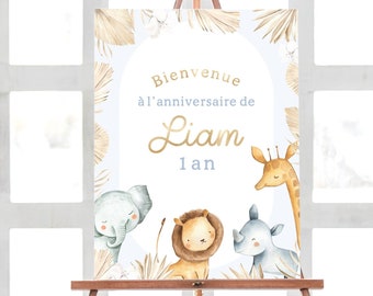 Decorazioni per il compleanno di Safari Poster di compleanno di benvenuto Boho, cartello di benvenuto per la festa di Safari