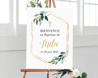 Bienvenue Baptême, Affiche Bienvenue Baptême, Décoration en Format Numérique ou Imprimée en A4 ou A3