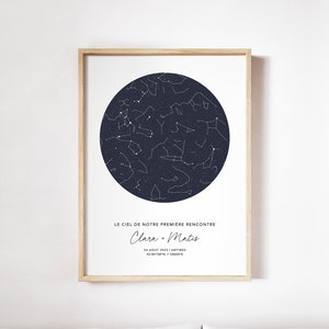 Carte des Étoiles Personnalisable, Affiche Notre 1er Rencontre Personnalisée en Format PDF ou Imprimée en A4 ou A3