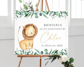 Affiche Anniversaire Personnalisée, Lion Bébé Anniversaire Affiche en Format Numérique ou Imprimée en A4 ou A3