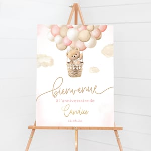 Affiche Anniversaire Décoration thème Ourson en Format Numérique ou Imprimée en A4 ou A3