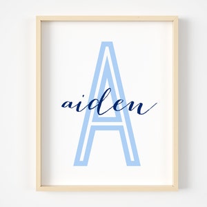 Stampa iniziale dell'arte della parete, decorazione dell'asilo nido del bambino di Natale, arte della parete iniziale dei bambini, poster dell'asilo nido monogramma, nuovo regalo per bambini personalizzato