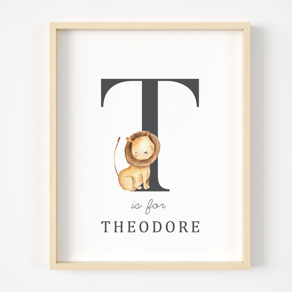 Personalized Printable Nursery Wall Art Name Kids Decor, Lion Nursery Printable, Baby Lion Nursery Decor, Kids Room Decor