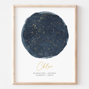Constellation Map Gift, Star Map by Date, Star Map Sign, Custom Sky Map Print