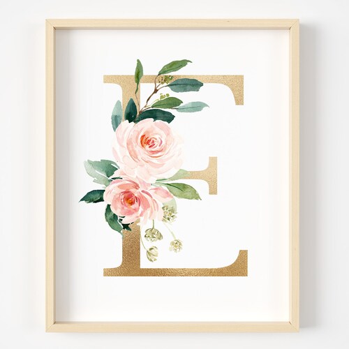 Initial Wall Art Flower Wall Decor Floral Nursery Letter Etsy