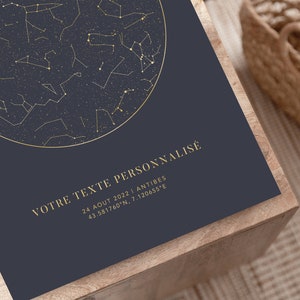Carte du Ciel Personnalisée, Affiche Étoile le Soir de Notre Rencontre Personnalisée en Format PDF ou Imprimée en A4 ou A3 image 2