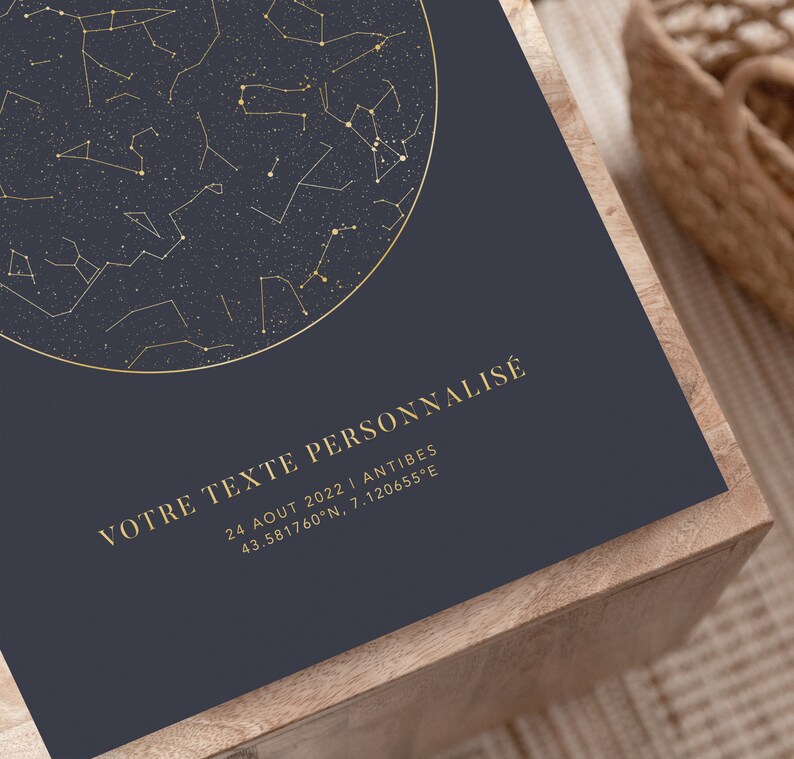 Carte du Ciel Personnalisée, Affiche Étoile le Soir de Notre Rencontre Personnalisée en Format PDF ou Imprimée en A4 ou A3 image 2