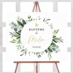 Baptism Printable, Baptism Party Sign, Baptism Decorations Sign, Greenery Welcome Baptism Party Decorations