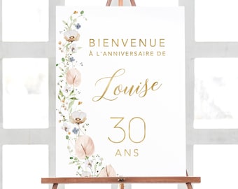 Wildflower 30th Birthday Welcome Sign: Personalized Party Decor (Printable)