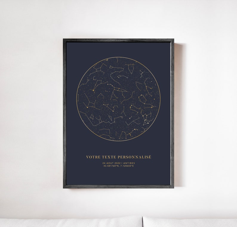 Carte du Ciel Personnalisée, Affiche Étoile le Soir de Notre Rencontre Personnalisée en Format PDF ou Imprimée en A4 ou A3 image 3
