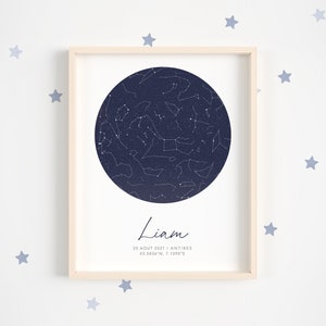 Affiche Carte du Ciel Personnalisée, Idée de Cadeau d'Anniversaire, Affiche Étoile Personnalisée en Format PDF ou Imprimée en A4 ou A3