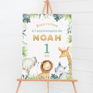 Décoration Anniversaire Personnalisée Savane, Affiche Safari Anniversaire en Format Numérique ou Imprimée en A4 ou A3